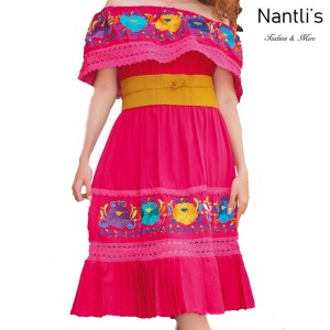 TM-77350 Pink Vestido Bordado de Mujer mayoreo wholesale Mexican Embroidered Womens Dress Nantlis Tradicion de Mexico