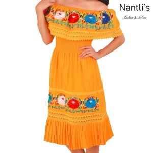 TM-77351 Yellow Vestido Bordado de Mujer mayoreo wholesale Mexican Embroidered Womens Dress Nantlis Tradicion de Mexico