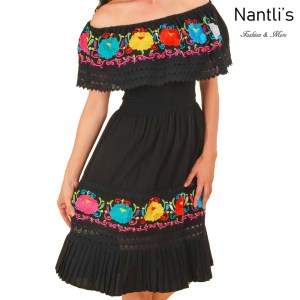 TM-77354 Black Vestido Bordado de Mujer mayoreo wholesale Mexican Embroidered Womens Dress Nantlis Tradicion de Mexico