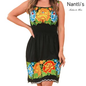 TM-77370 Black Vestido Campana Bordado de Mujer mayoreo wholesale Mexican Embroidered Womens Dress Nantlis Tradicion de Mexico