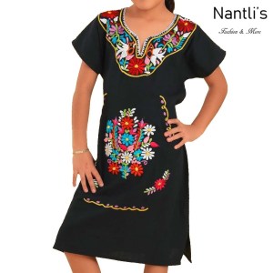 TM-77410 Black Vestido Kimonita de nina nantlis embroidered dress for girls nantlis tradicion de mexico