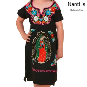 TM-77419 Black Vestido Kimonita con Virgen de Guadalupe de nina nantlis mayoreo wholesale embroidered dress for girls nantlis tradicion de mexico