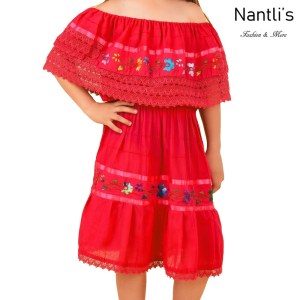 TM-77420 Red vestido campesina de manta de nina nantlis embroidered mayoreo wholesale dress for girl nantlis