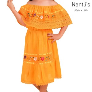 TM-77423 Yellow vestido campesina de manta de nina nantlis mayoreo wholesale embroidered dress for girl nantlis