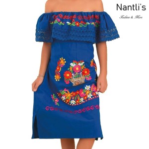 TM-77435 Royal Blue Vestido Kimonita con olan de nina mayoreo wholesale nantlis embroidered dress for girls nantlis tradicion de mexico