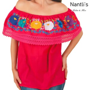 TM-77502 Pink Blusa Campesina Bordada Mujer mayoreo wholesale Mexican Embroidered Blouse Nantlis Tradicion de Mexico