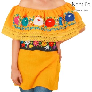 TM-77503 Yellow Blusa Campesina Bordada Mujer mayoreo wholesale Mexican Embroidered Blouse Nantlis Tradicion de Mexico