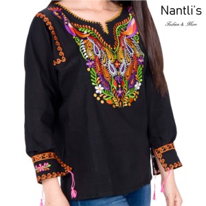 TM-77531 Black Blusa Bordada Mujer mayoreo wholesale Mexican Embroidered Blouse Nantlis Tradicion de Mexico