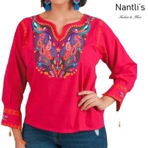 TM-77533 Pink Blusa Bordada Mujer mayoreo wholesale Mexican Embroidered Blouse Nantlis Tradicion de Mexico