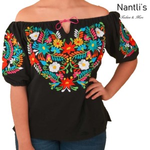 TM-77538 Black Blusa Bordada Mujer mayoreo wholesale Mexican Embroidered Blouse Nantlis Tradicion de Mexico