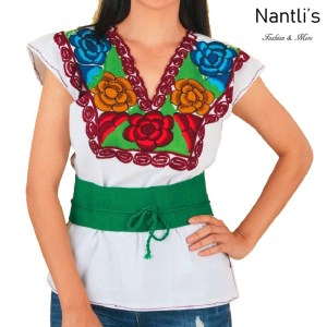 TM-77581 White Blusa Bordada Mujer mayoreo wholesale Mexican Embroidered Blouse Nantlis Tradicion de Mexico