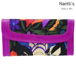 TM-41227 Carteras finas de piel bordadas para mujer Mayoreo Wholesale Fine embroidered Leather Wallets for women Nantlis Tradicion de Mexico