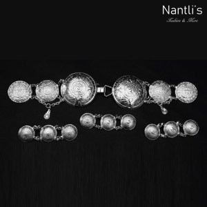 TM-52275 Botonadura para traje de charro color plata calendario azteca Mayoreo Wholesale charro suit buttoning Nantlis Tradicion de Mexico