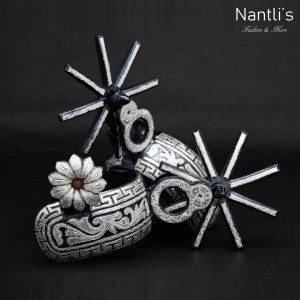 TM-53211 Espuelas charras mexicanas de acero inoxidable incrustacion de plata Mayoreo Wholesale mexican handmade stainless steel with silver spurs Nantlis Tradicion de Mexico