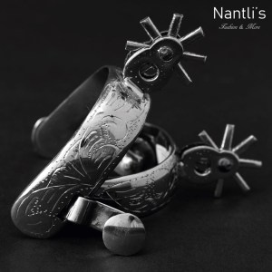 TM-53522 Espuelas charras mexicanas juveniles de acero inoxidable Mayoreo Wholesale mexican handmade stainless steel spurs Nantlis Tradicion de Mexico