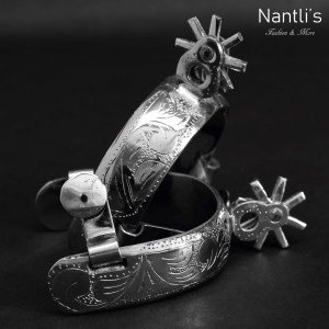 TM-53524 Espuelas charras mexicanas de acero inoxidable Mayoreo Wholesale mexican handmade stainless steel spurs Nantlis Tradicion de Mexico