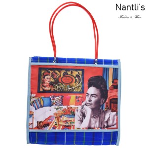TM-90212 azul Bolsa Tradicional Mexicana Frida kahlo Mayoreo Wholesale Mexican Tote Bag Nantlis Tradicion de Mexico