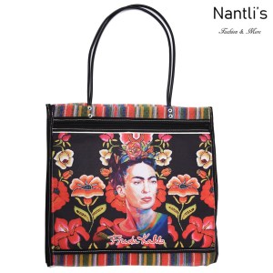 TM-90212 negra Bolsa Tradicional Mexicana Frida kahlo Mayoreo Wholesale Mexican Tote Bag Nantlis Tradicion de Mexico