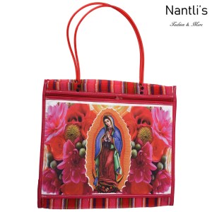 TM-90213 roja Bolsa Tradicional Mexicana Virgen de Guadalupe Mayoreo Wholesale Mexican Tote Bag Nantlis Tradicion de Mexico