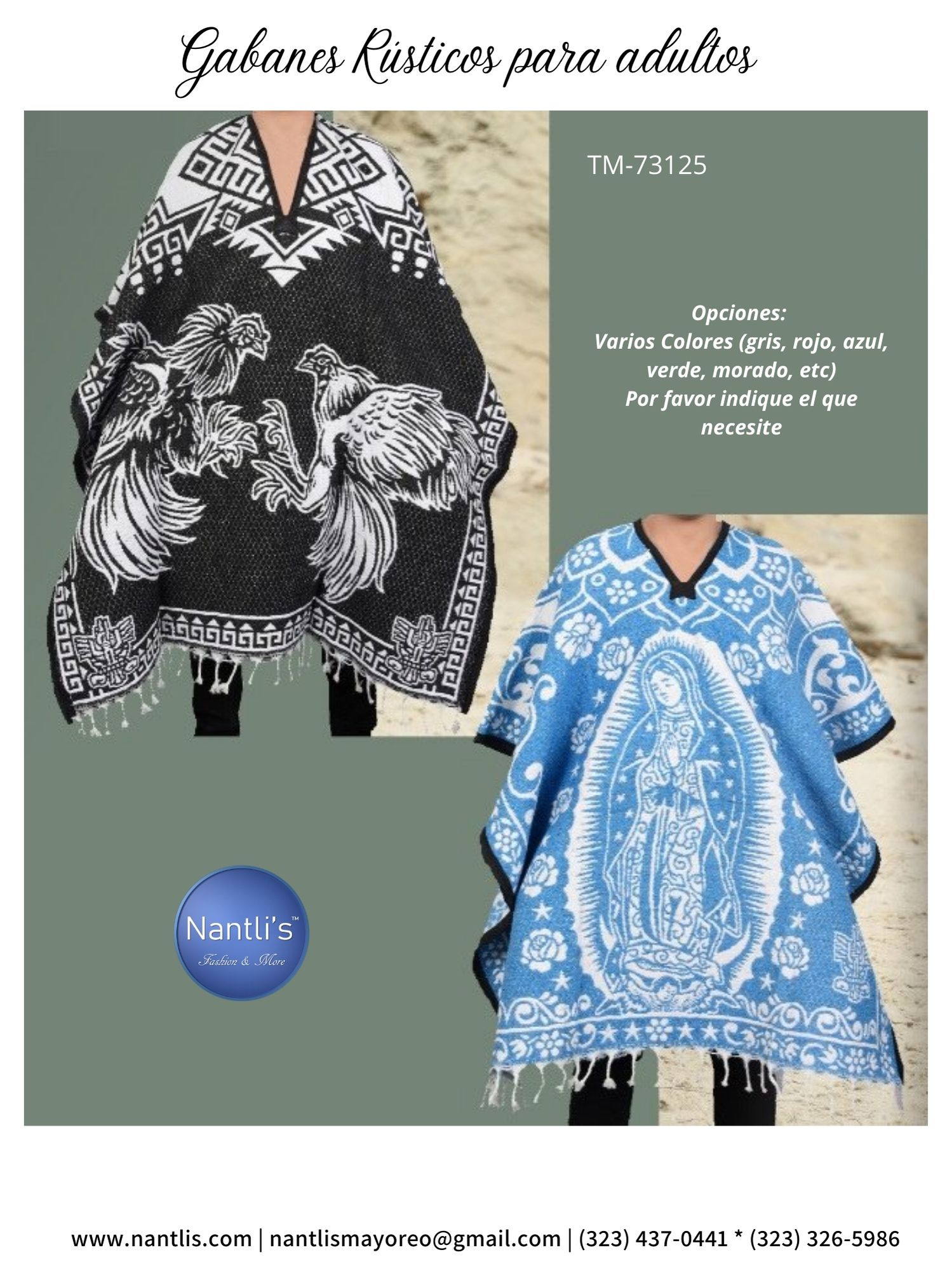 Nantlis Vol NA01 Chamarras Gabanes Rebozos Ponchos Ruanas Catalogo Wholesale Coats and Jackets page 21