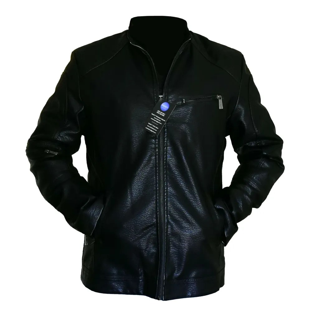 Chamarras por mayoreo en estados Unidos wholesale jackets TM-ABPF-34 Black Chamarra Moderna para hombre Faux Leather Mens Modern Jacket Nantlis