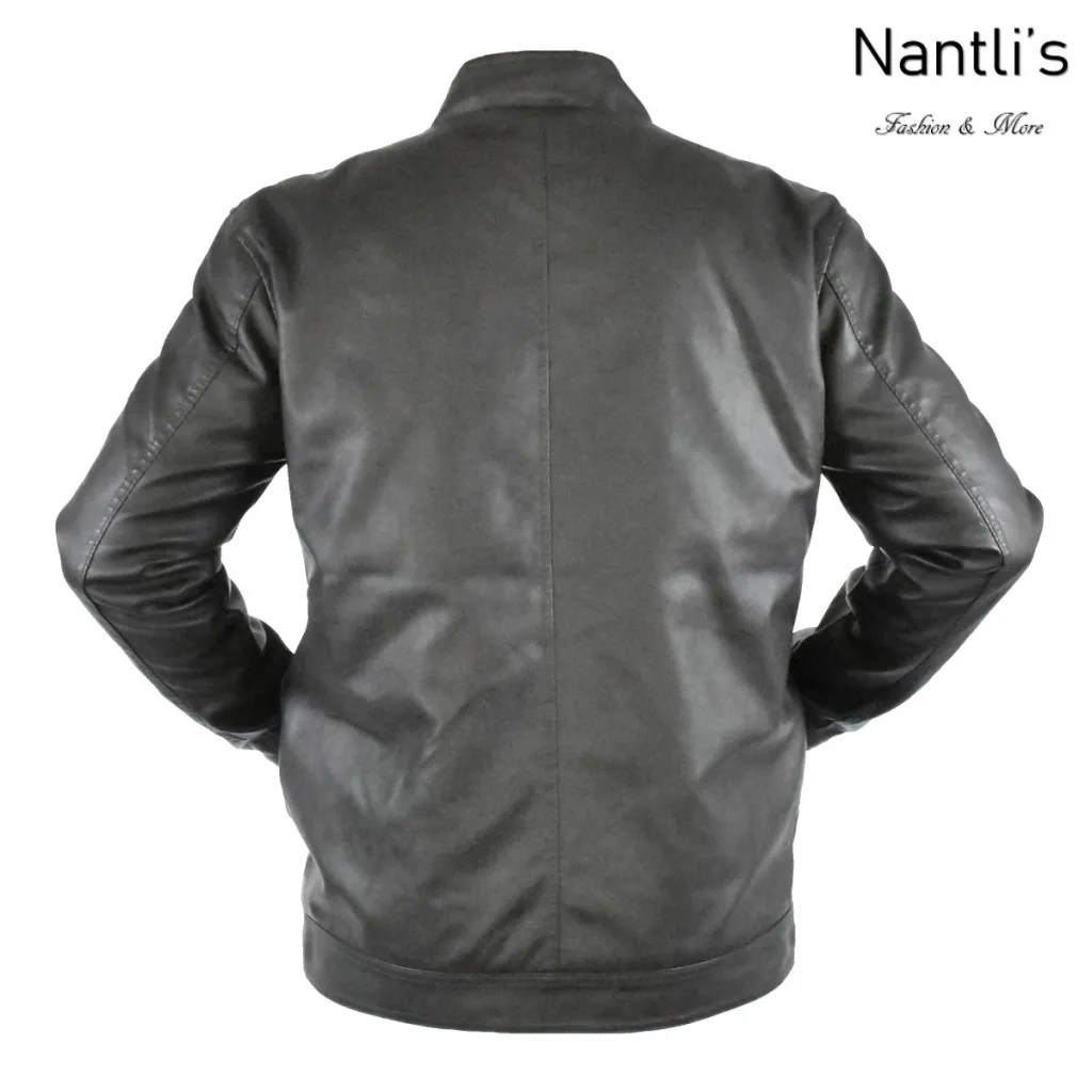 Chamarras por mayoreo en estados Unidos wholesale jackets TM-BJ-828A Chamarra Moderna para hombre Faux Leather Mens Modern Jacket Nantlis Rear View