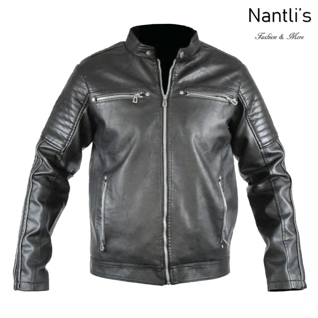 Chamarras por mayoreo en estados Unidos wholesale jackets TM-DI-001 Black Chamarra Moderna para hombre Faux Leather Mens Modern Jacket Nantlis