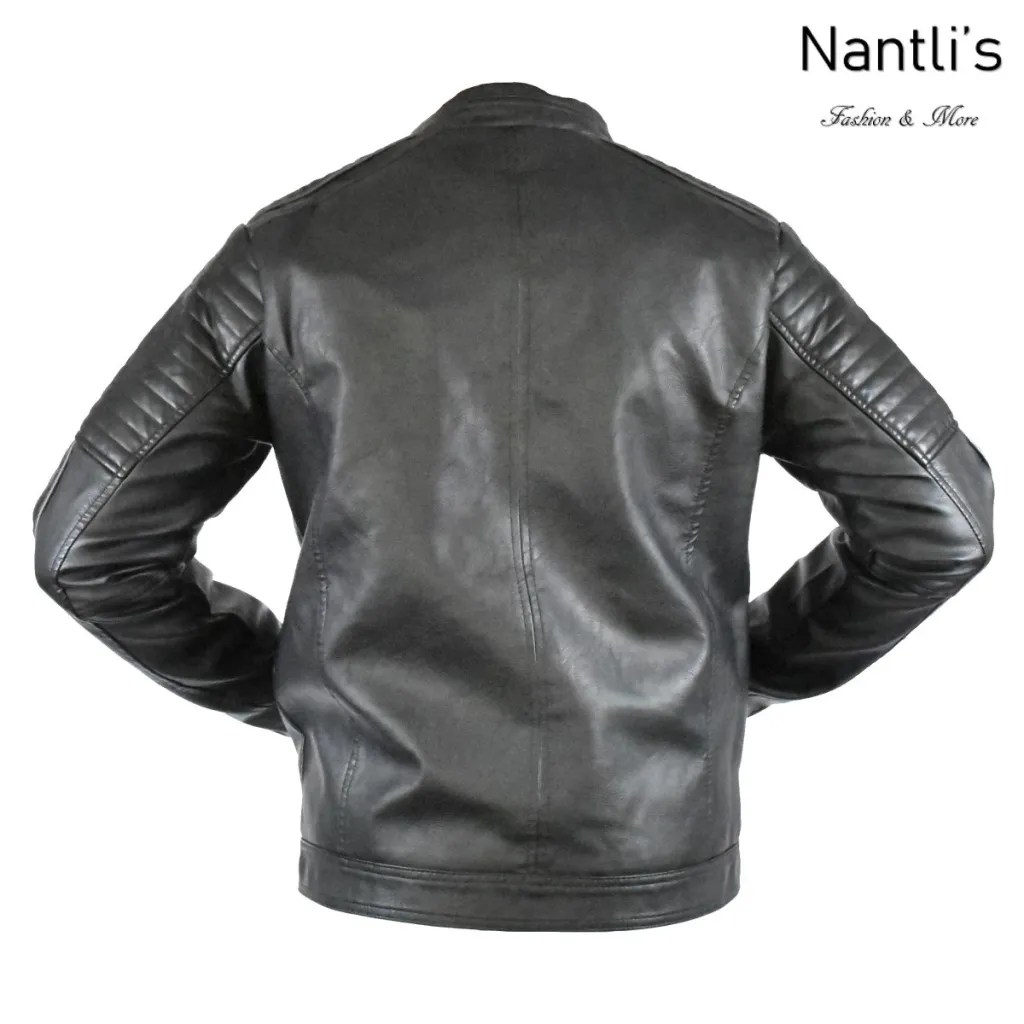 Chamarras por mayoreo en estados Unidos wholesale jackets TM-DI-001 Black Chamarra Moderna para hombre Faux Leather Mens Modern Jacket Nantlis rear view
