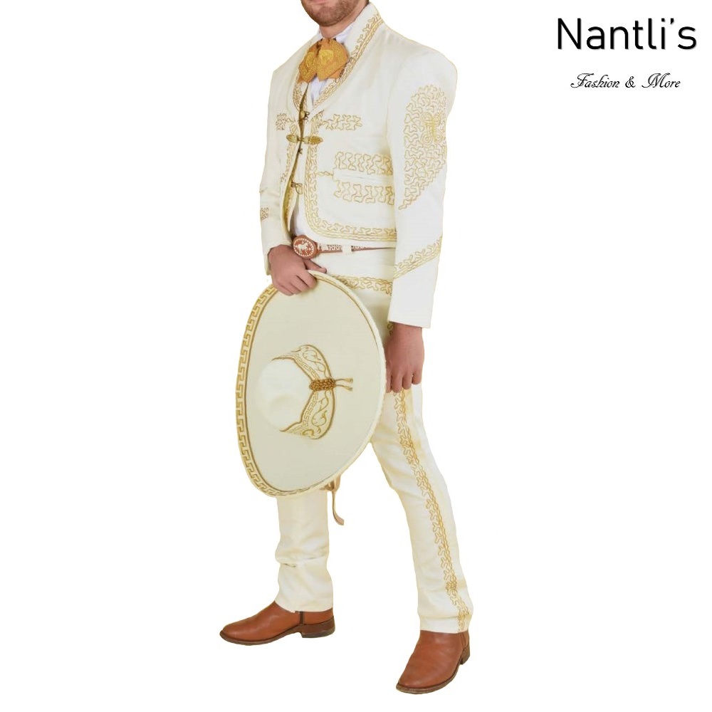TM-72140-34-44 Beige-Gold Traje Charro hombre mens charro suit Nantlis Tradicion de Mexico