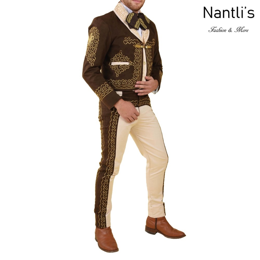 TM-72151-46-52 Brown-Khaki-oro Traje Charro hombre mens charro suit Nantlis Tradicion de Mexico