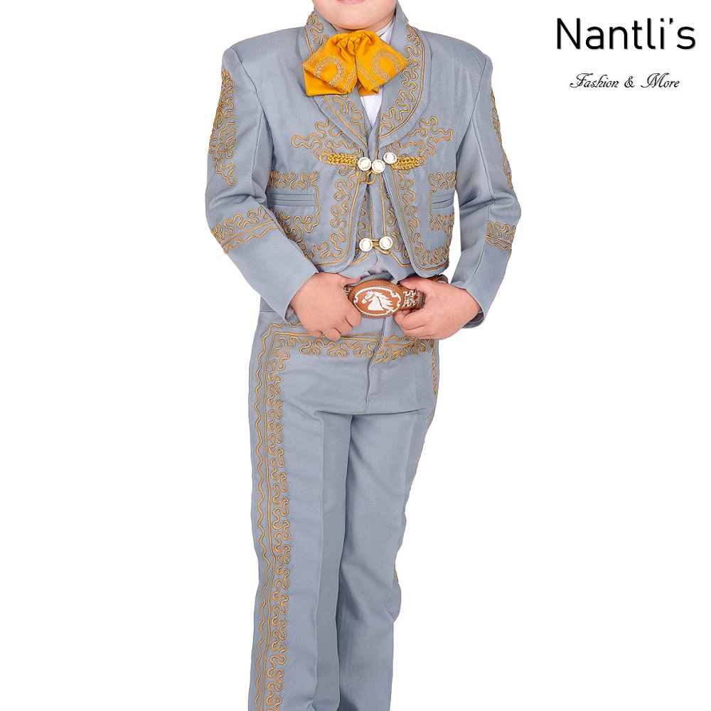 TM-72359-10-16 Grey-Gold-Traje Charro nino kids charro suit Nantlis Tradicion de Mexico