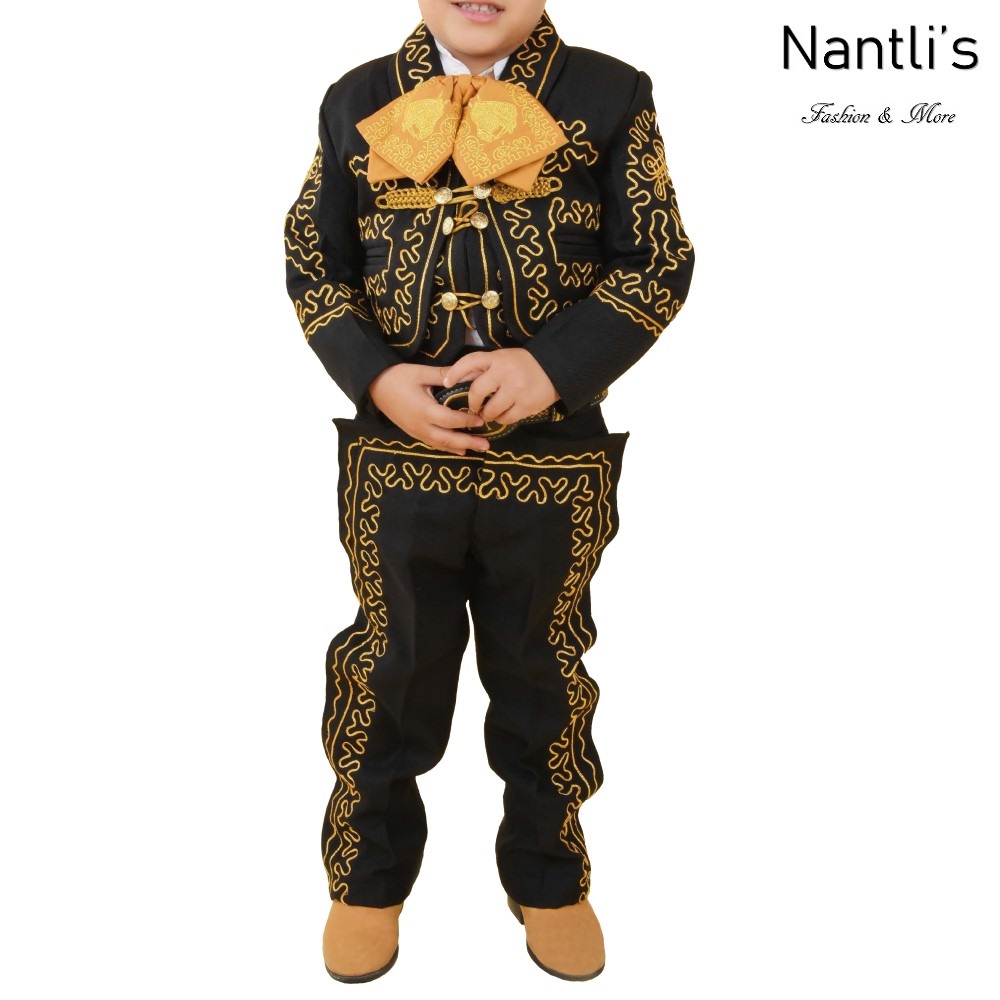 TM-72375-10-16 Black-Gold Traje de Charro nino kids charro suit Nantlis Tradicion de Mexico