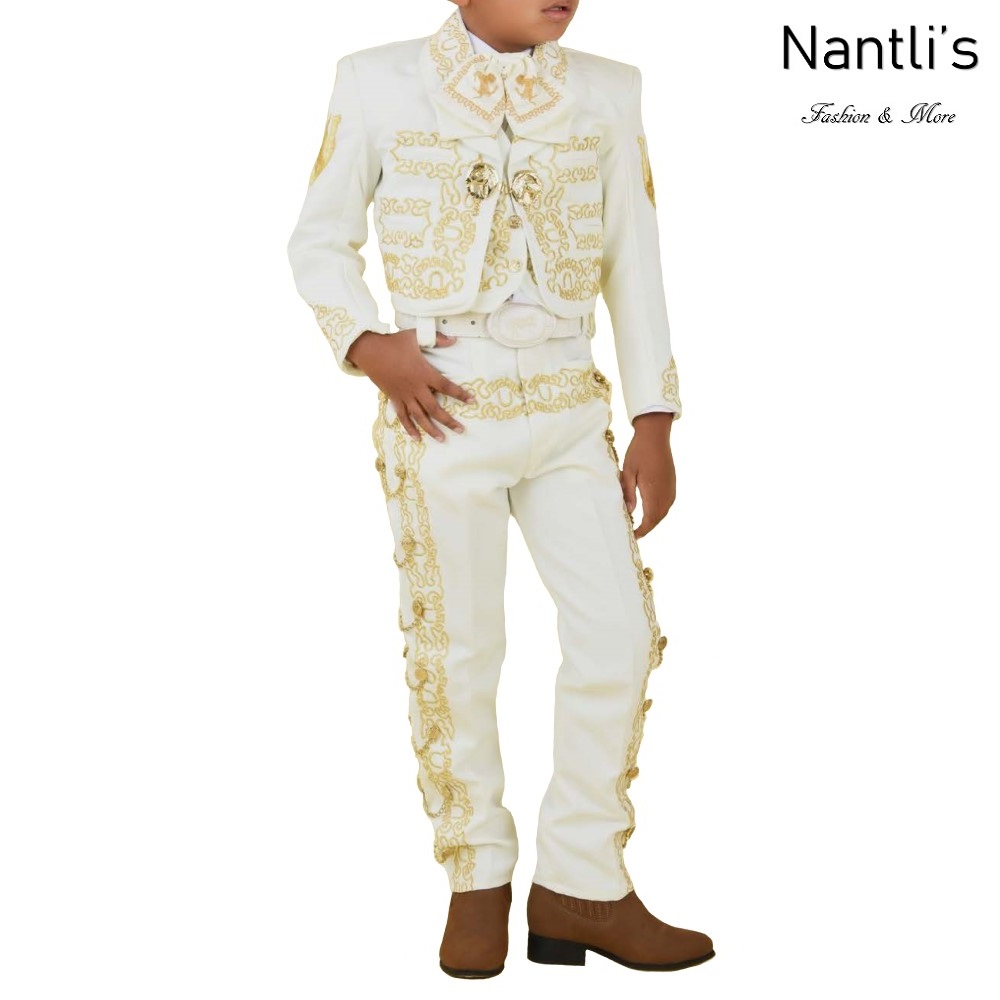 TM-72387-10-16 Beige-Gold Traje Charro nino Caballo kids charro suit Nantlis Tradicion de Mexico