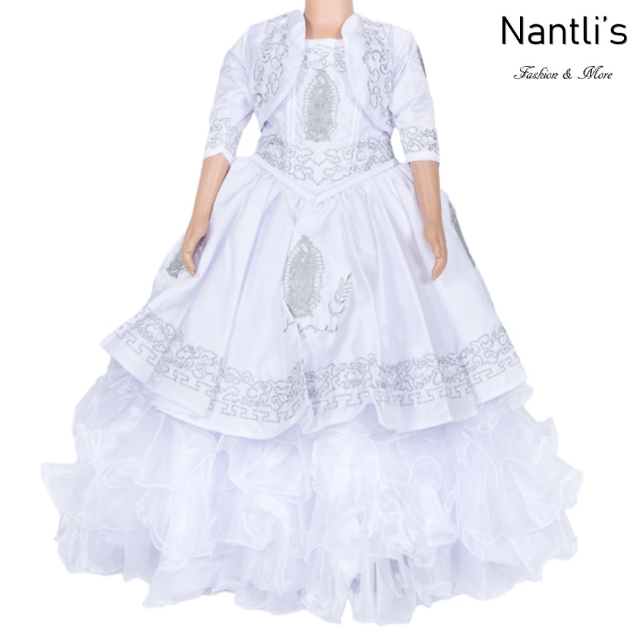 TM-76246-2-10 White-Silver Traje de Charro nina presentacion vestido chaquetin sombrero girls Nantlis Tradicion de Mexico